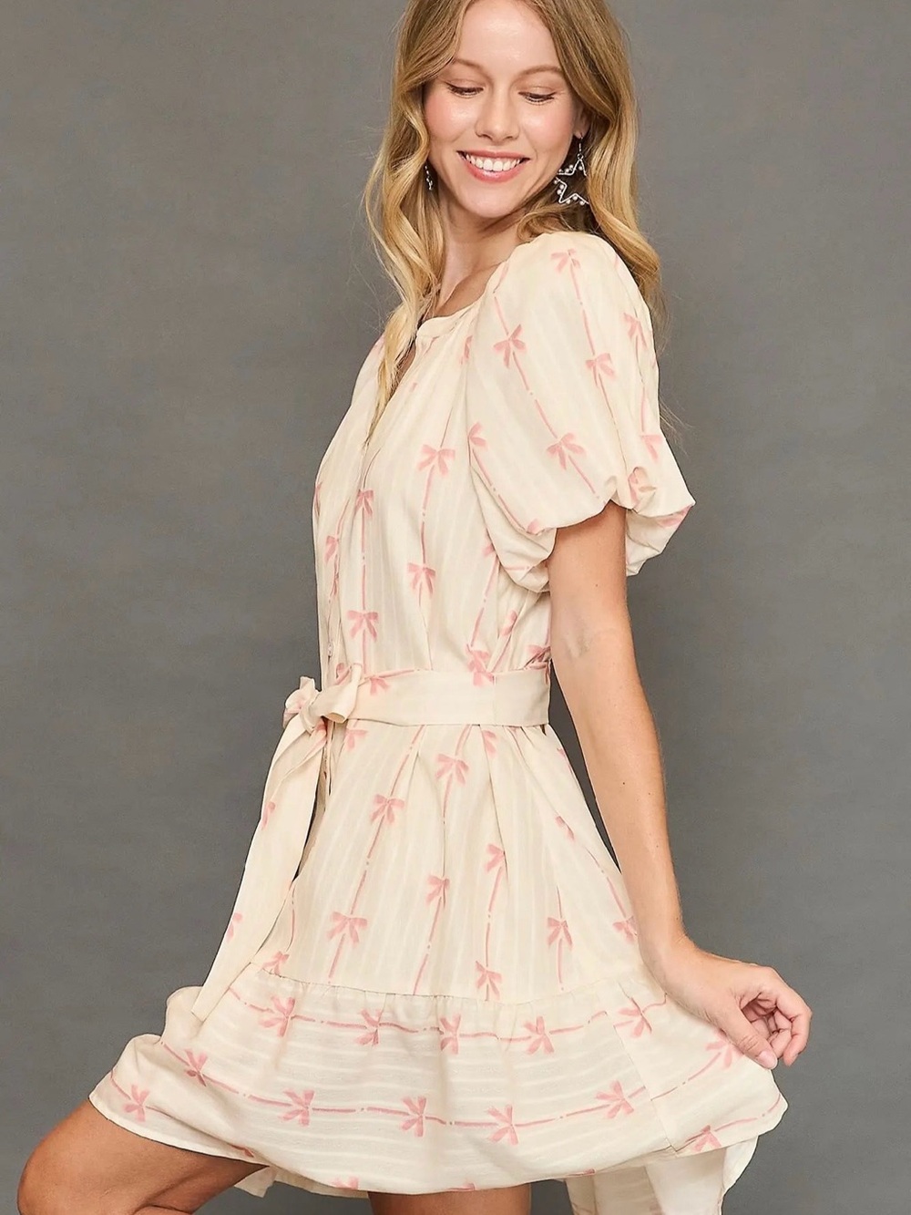 K9347 Ribbon Print Mini Dress - Picture 4 of 5